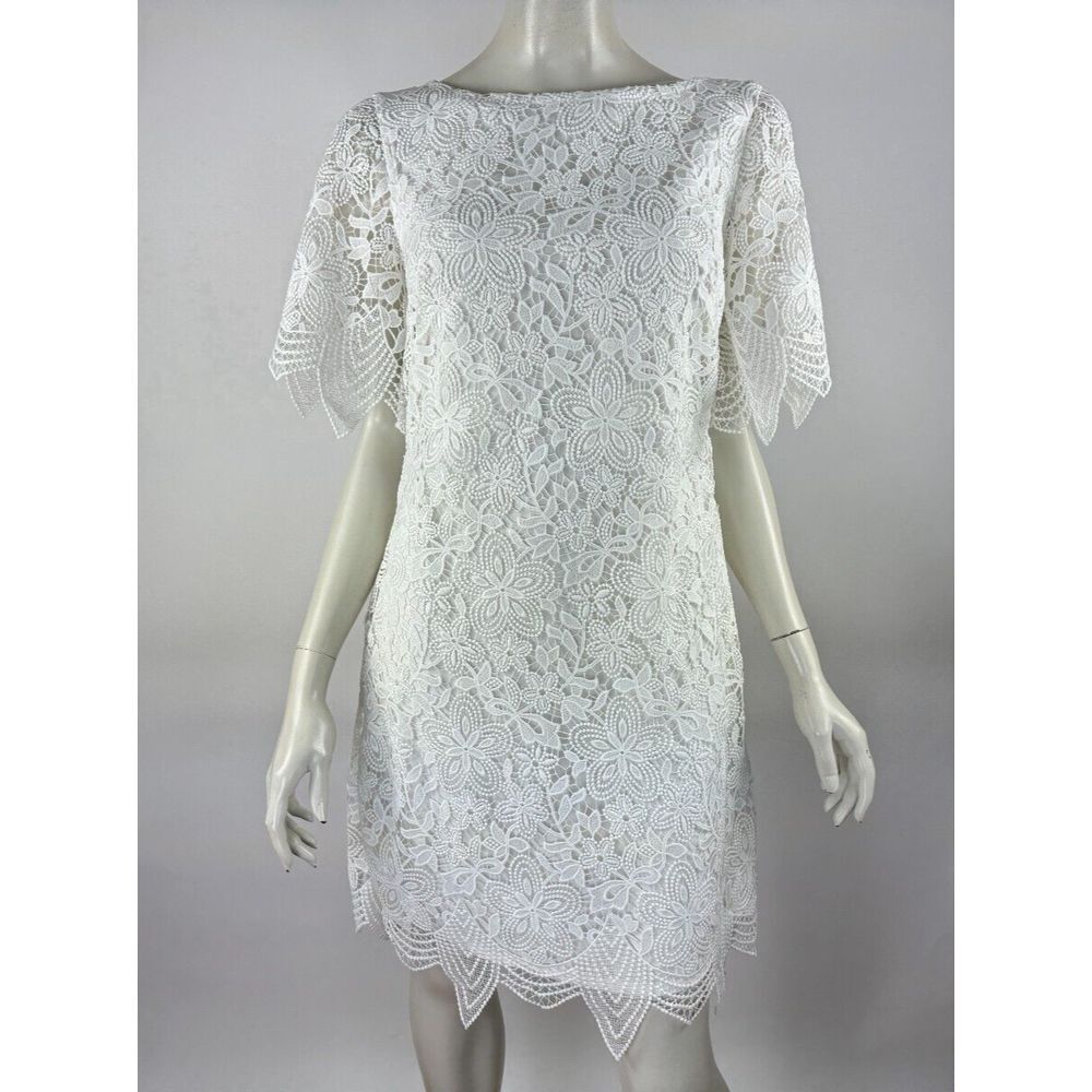 Anthropologie Charleston Lace Mini Dress Women‎ 6 NWT $180 Short Sleeve White
